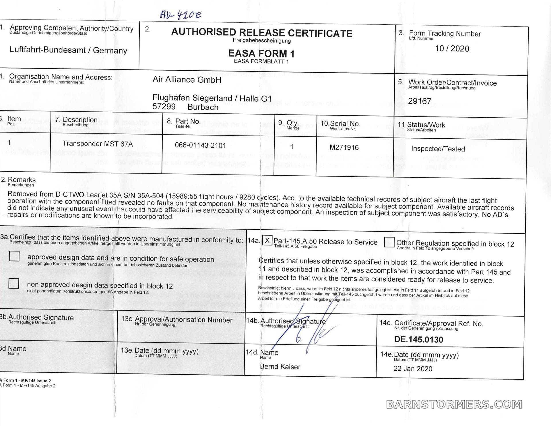 MST67A WITH EASA FORM 1 photo 4